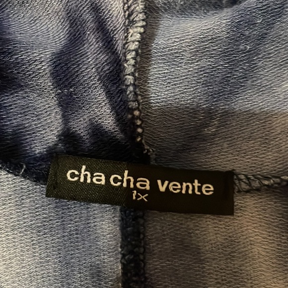 •CHACHAVENTE•BLUE/WHITE TIE DYE RAYON/SPANDEX COWL NECK LIGHTWEIGHT FLOWY TOP 1X - Picture 5 of 7